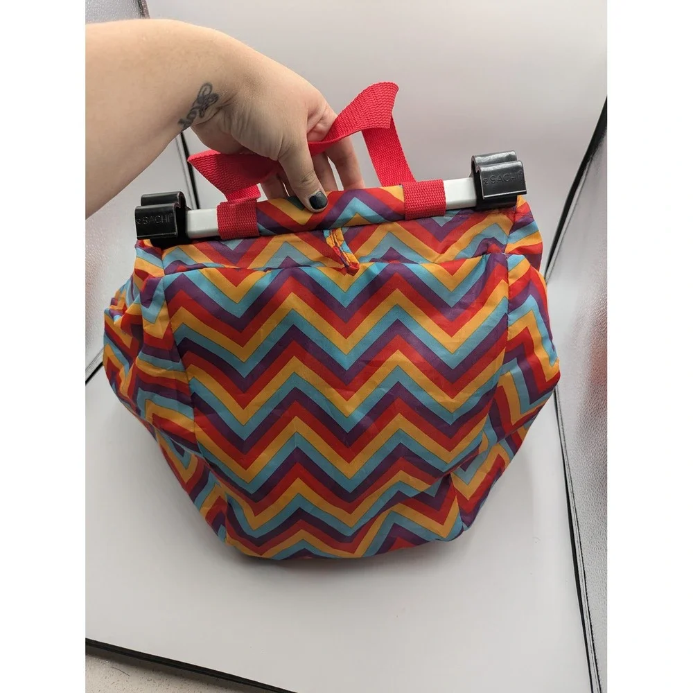 Sachi Insulated Shopping Cart Bag Multicolor Chevron Foil Lined Tote